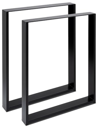 Magnetic Mobel Lot de 2 Pieds de Table en métal pour Bureau, Table à Manger, Pieds de Meubles, Base de Table, Patins de Table, 60 x 72 cm, Noir, Profil 8 x 2 cm