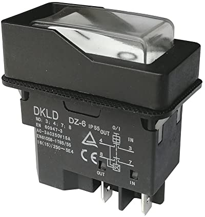 TANIDA Interruttore di Controllo dell'alimentazione DKLD DZ-6 220V Interruttore a Pulsante elettromagnetico Impermeabile for Chopper di Giunzione 15A 4 Pin IP55 Bianco, Nero