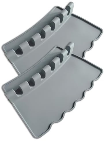 2 Pack Silicone Paint Brush Holders, Large Paint Brush Rest with 6 Slots, Suitable for Watercolor, Oil, Acrylic Painting Brushes (Grey)