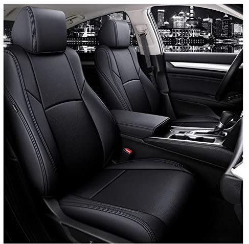 Custom Fit für Fit für Accord für Civil für CRV Spezifische Autositzbezüge Full Set Mittelperforiertes Echtleder Allwetter-autositzbezug (Color : Schwarz, Größe : Gasoline)
