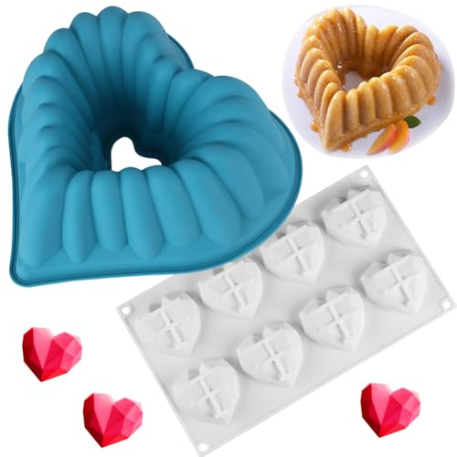 HGSHUO Herz Silikonform Herzen Backform Kuchenform Silikon Valentinstag Muttertag Kuchenbackform Herzformen Mousse Schokoladenformen Kerzenform Motivbackformen Soap Valentinstag