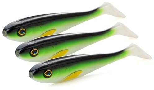 Zite Fishing Inzite Flanker Hecht-Shad 18,5cm - UV-Aktiver Gummiköder für Hecht-Angeln – Robuster & Effektiver Gummifisch – Fängiger Hecht-Köder (3X Green Shiner)