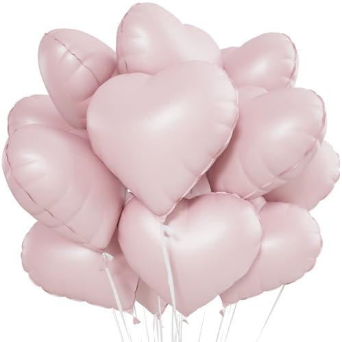 Palloncini Foil Cuore Rosa, 20 Pezzi Crema Rosa, per San Valentino, Nozze, Decorazione Festa di Compleanno