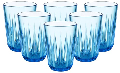 APS Trinkbecher CRYSTAL, 6er-Set, 300 ml, Tritan, wiederverwenbar, bruchsicher, Made in Germany, blau