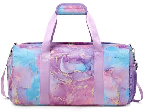 Klassische Sporttasche für Mädchen Leicht Schulsporttasche Reisetasche Kinder Mädchen Trainingstasche Tanztasche 25L Sporttaschen mit Wasserdichtem Nassfach und Schuhfach
