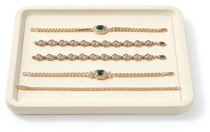 Papten Jewellery Display Tray Jewellery Organizer Flat Tray for Bracelets,Necklace,Watch Sunglasses(M,Beige)