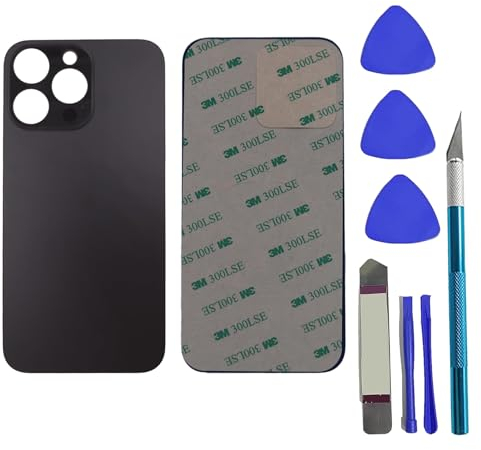 Peixiong Cubierta Trasera de Cristal de Repuesto para iPhone 14 Pro MAX de 6.7 Pulgadas con Adhesivo preinstalado + Kit de Herramientas de reparación (Negro Espacial)