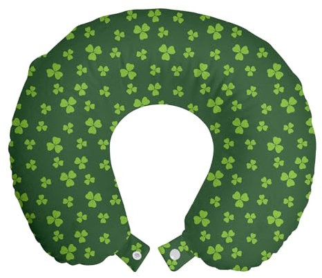 ABAKUHAUS Blumen Reisekissen Nackenstütze 2er Pack, Mini Shamrock-Blätter-Muster Schaumstoff Reiseartikel für Flugzeug und Auto, 30x30 cm, Farngrün Lindgrün