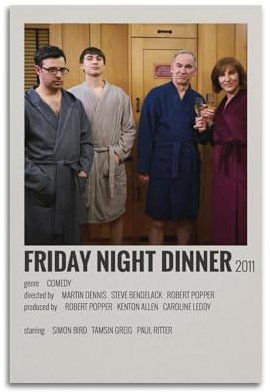 NUSLNG Poster Friday Night Dinner, Kunst-Cover, Raumdekoration, ästhetische Schlafzimmerdekoration, Leinwandposter für Schlafzimmer, 20 x 30 cm, ungerahmter Stil