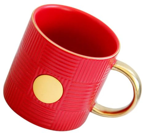 LABRIMP Vintage Striped Ceramic Water Cup Mug for Coffee and Juice Decorative Retro Design for Home Office