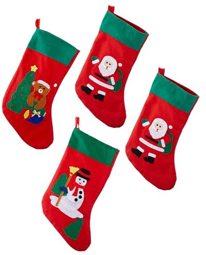 4-tlg. Set Weihnachtsstrümpfe aus Filz zum Hängen - Nikolausstrumpf Filz Set - Weihnachtsstrumpf zum Befüllen - Nikolaussocke 4er Set