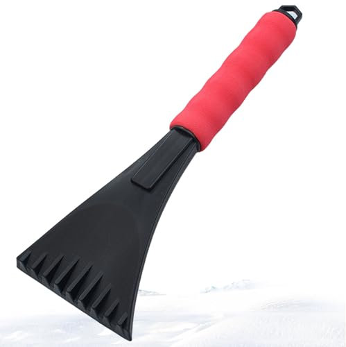 JJHXM 1 Stück eiskratzer Auto,scheibenkratzer,autoauto eiskratzer,Auto zubehör Winter,Eiskratzer Fürs Auto,Scheibenkratzer mit Softgriff,Ergonomischer Schneekratzer(Rot)