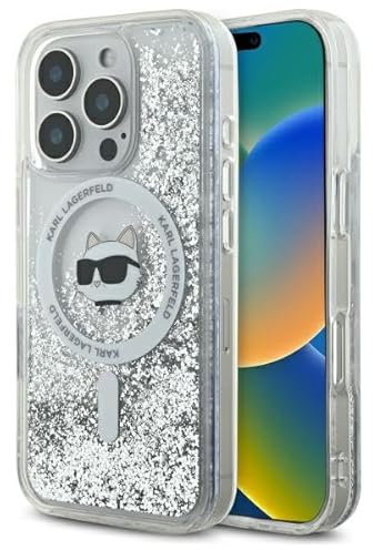 CG MOBILE Karl Lagerfeld KLHMP16LLGCHSGH Hülle für iPhone 16 Pro 6.3 transparent Liquid Glitter Choupette Head