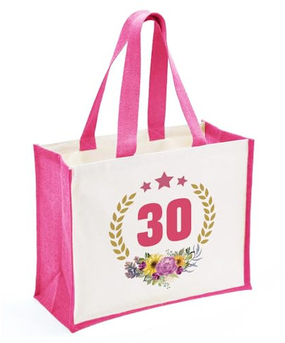 30. Geburtstag Frauen Canvas Tragetasche, Damen Shopper-Tasche zum 30. Geburtstag, Baumwolltasche Geschenkidee zum 30 Geburtstag, Geschenk zum 30 Geburtstag Frau für Mama Schwester Ehefrau Tante