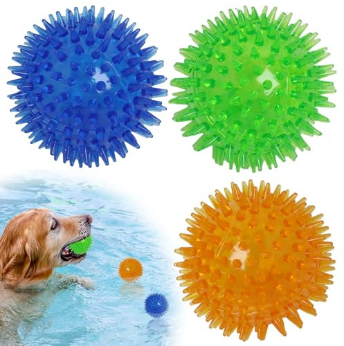 EuAcesry Bälle für Hunde, 3 Stück Hundespielzeug, unzerstörbar, interaktives Spielzeug für Hunde, aus Gummi, für kleine und mittelgroße Hunde (Blau, Grün, Orange)