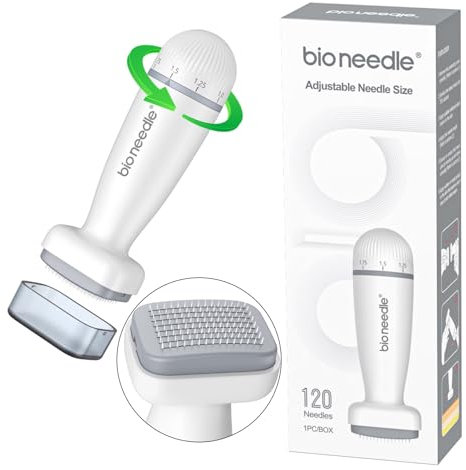 P-Beauty - Derma Stamp - Dermapen - Microneedling - Mesoroller mit 120 hochwertigen Edelstahl Nadeln, einstellbare Länge 0-2 mm - für Anti-Aging, Hautregeneration, Haarwachstum, Aknenarben & Cellulite