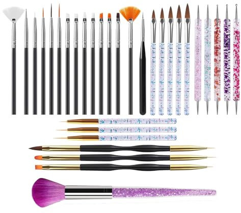 32pcs Nail Art Brushes Set, Acrylic Nail Brush,Nail Brushes For Nail Art,Nail Art Dotting Tool Set,Nail Art Tool Set,Nail Art Liner Brush, Nail Drawing Pens For Beginners And Salon Home Use