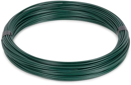 VOSS.farming Spanndraht 55m x 3,4mm, Stahldraht für Maschendrahtzäune, Befestigungsdraht, PVC ummantelt, grün