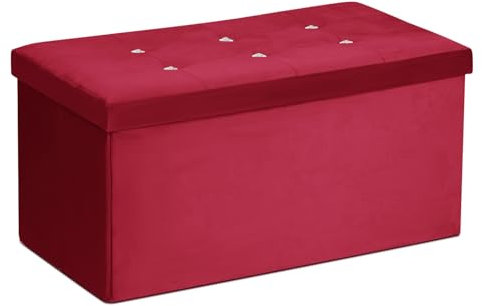 AKH HOUSEWARE 76 x 38cm Ottoman Storage Box with Lid Foot Bedside Stool for Bed Room, Living Room Furniture Velvet Storage Bench Toy Storage Box Ottoman Stool Seat (Red, 38 x 76 cm)