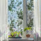 Runtoo Window Privacy Film Rainbow Green Leaves Window Clings 3D Decorative Vinyl Stained Glass Botanical Decals Static Sticker Non-Adhesive, 15.75 x 40 inches