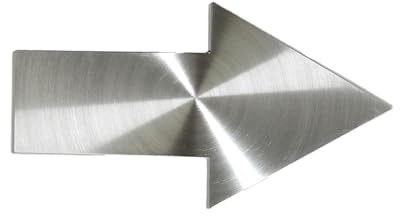 Hinweisschild Pfeil Edelstahl selbstklebend – Wegweiser für WC, Büro, Empfang, Treppe – Richtungspfeil zum Kleben – in zwei Größen– Made in Germany (Rundschliff)