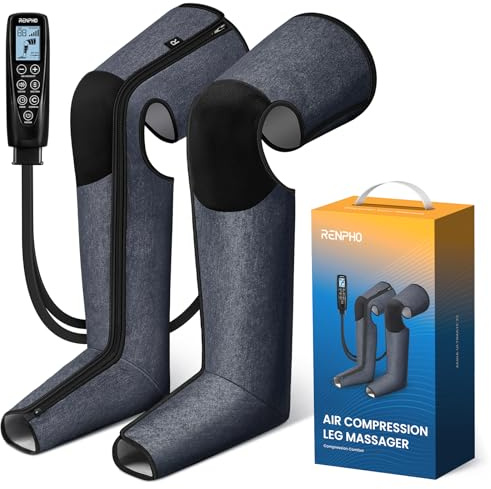 RENPHO Bottes Pressothérapie Jambes, Massage Jambes Complet à 360° des Mollets et des Cuisses, 5 Intensités & 6 Modes de Massage, Double Fermeture éclair, Cadeau Fête des Mères, Cadeau Femme