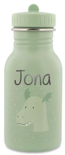 Personalisierte Trinkflasche aus Edelstahl von Trixie Baby mit Gravur des Namens (Drache, 350 ml)