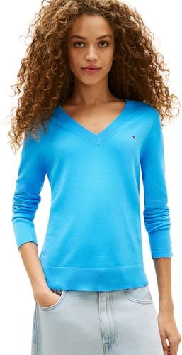 Tommy Hilfiger Damen Pullover Jersey Stitch V-Neck Strickpullover