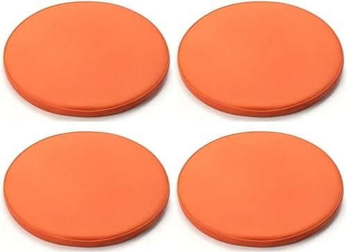 Runder Stuhl (1/2/4 Packungen) Runder Sitz Aus Memory-Schaum, Rutschfestes Rundes Stuhlpolster Aus Pu-Leder Für Den Innen- Und Außenbereich, Orange-2, 35cm(4 Packs)