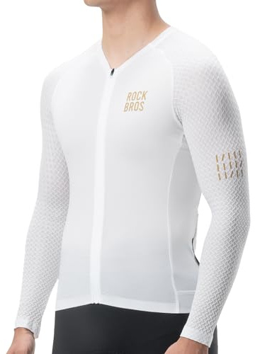 ROCKBROS Fahrradtrikot Langarm Herren Atmungsaktiv Schnell Trocknend | Fahrradbekleidung Mit 3 Rückentaschen und Reflektierenden Details Leichtes Radtrikot für Rennrad und MTB