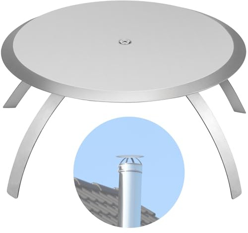Ancable Coperchio per foro per camino, 180 mm, in acciaio inox, copertura per canna fumaria, coperchio universale da parete