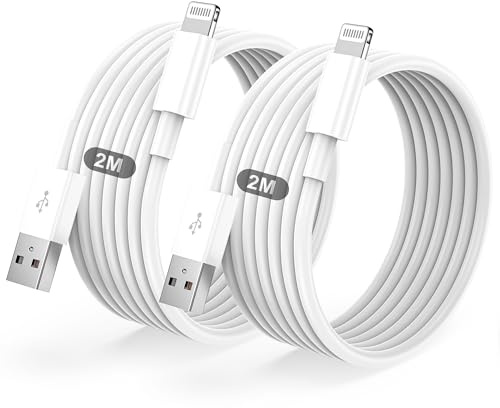BSTOEM Cable iPhone Chargeur 2M+2M Certifié MFi Cable pour Lightning USB Charge Rapide pour iPhone 14/13/12/11/Pro Max/Pro/XS/XR/X/8/7/6/6s/5/SE, pour iPad- Blanc