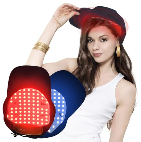 Rotlicht Haarwachstumskappe, Haarwachstum Cap,Rotlichtlampe Haare Anti-Haarausfall, 4 Modi, 470nm 630nm and 650nm Wavelength,Abnehmbarem Rotlicht Panel, 70 LEDs, Hair Growth Cap für Männer/Frauen