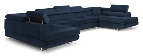 COMFORTINO FURNITURE Ecksofa mit Schlaffunktion Big PASTI U-Form, Sofa Couch mit Bettkasten, 3-Sitzer Eckcouch, Schlafsofa für Wohnzimmer, Big Sofa Couch mit Schlaffunktion (Monolith 77)