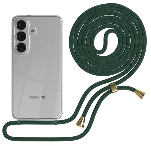 EAZY CASE Handykette kompatibel mit Galaxy S26 Handyhülle mit Umhängeband, Handykordel mit Schutzhülle, Silikonhülle, Hülle mit Band, Stylische Kette für Smartphones, Grün Camouflage