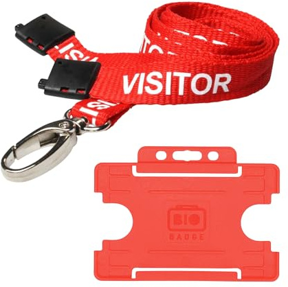 Customcard ltd Red Visitor Lanyards & Red ID Card Holder Pack of 1 Visitor Lanyards