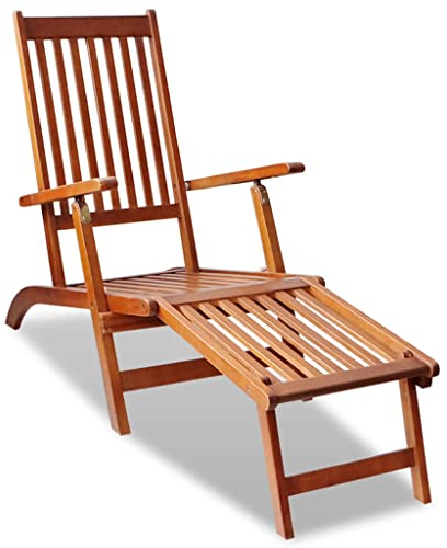 vidaXL Chaise de Terrasse avec Repose-Pied Chaise de Jardin Bois d'Acacia