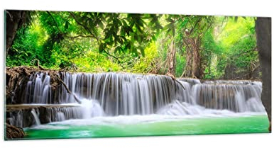 Wandbilder Dekoration Wohnzimmer Wasser Park Natur Landschaft Panorama Bilder auf Glas 120x50cm Glasbild Schlafzimmer Küche Wand Kunstdruck Art Groß Wanddeko Bild im Glas Modern GAB120x50-2502