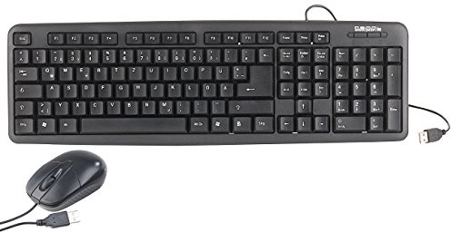 PEARL PC Tastatur: Office-Set: optische USB-Maus & Tastatur mit Ziffernblock, schwarz (PC mit Maus, kabelgebunden, Sets)