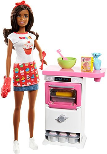 Barbie FLN97 Bakery Chef Brunette Fashion Doll Spielset, Multi, N.A