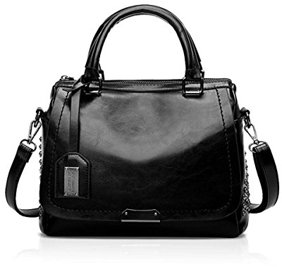 NICOLE & DORIS 2025 New Damen handtaschen Top Handle Handtasche Fashion Style Reißverschluss Umhängetasche für Damen PU Leder Tragetaschen Schwarz