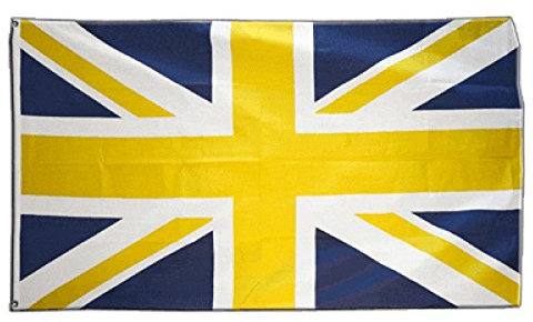 Flaggenfritze Fahne/Flagge Großbritannien Union Jack blau gelb - 150 x 250 cm + gratis Sticker, XXL-Fahne