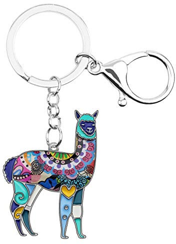 WEVENI Cute Lama Keychain Alpaka Schlüsselanhänger Mode Lama Geschenke für Damen Frauen Mädchen Lama Dekor Geldbörse Charms (Blau)