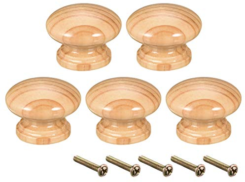 sourcing map 5Stk Runde Holzknöpfe Polieren Holz Küche Kabinett Möbel Zuggriffe 35mm Dmr Sprühfarbe für Kleiderschrank