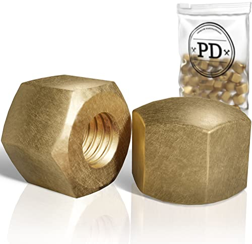 PD® Hutmuttern M8 (DIN 917) | Hochwertige Messing Kappenmuttern | Schutzkappen Muttern Messingmuttern in niedriger Form für Schrauben, Gewindestangen & Gewindebolzen | 5 Stück