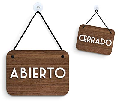 SIGNS - Nogal Retrò Vintage - Abierto/Cerrado - Cartel doble cara signo OC16 - Placa de la puerta colgante de doble cara - Letrero de la tienda comercial reversible