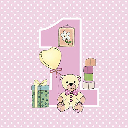 20 Servietten Erster Geburtstag rosa | Mädchen| Baby | Kinder 33x33cm