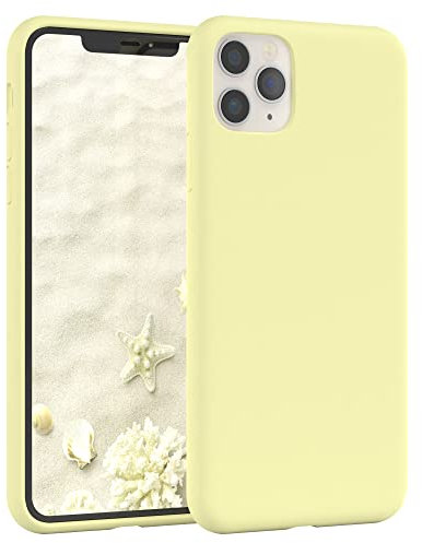 EAZY CASE Premium Silikon Handyhülle kompatibel mit iPhone 11 Pro Max, Slimcover mit Kameraschutz und Innenfutter, Silikonhülle, Schutzhülle, Bumper, Handy Case, Hülle, Softcase, Blassgelb, Gelb