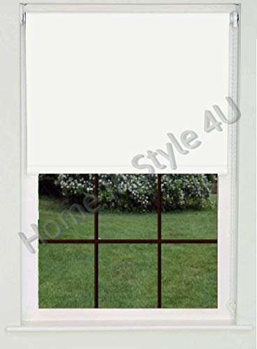 Home In Style 4U Roller blinds Thermal Blackout Roller blind - Trimmable UV Protection Child Safe Home Office Window Blinds Easy Fit Room Darkening shades White Blind 90cm wide x165cm drop