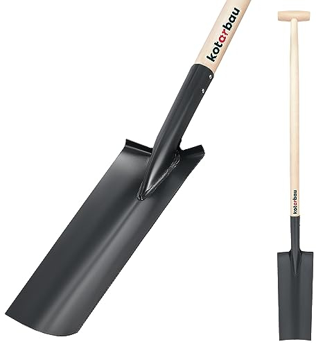 KOTARBAU® Vanga di drenaggio 380 x 147 mm per manico di 38 mm diametro lama in acciaio lunga stretta per trapiantare con manico in legno